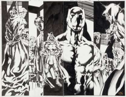 Sal Velluto and Bob Almond Black Panther #28 Pages 5 and 6 Double Splash Original Art (Marvel, 2001). Black - | Heritage