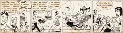 Bob Montana Archie Second Daily Comic Strip Original Art dated 2-5-46 (McClure Newspaper Syndicate, 1946). -