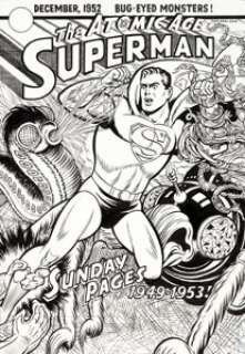 Peter Poplaski Superman: The Atomic Age Sundays Volume 1 Cover Original Art and Color Guide (IDW, 2105). - | Heritage