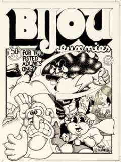 Skip Williamson Bijou Funnies #5 Cover Original Art (Kitchen Sink, 1970). Burly, bearded Skip portrays -