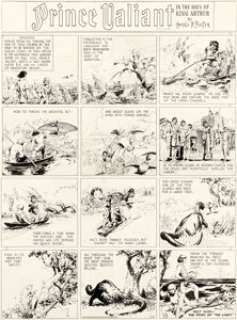 Hal Foster Prince Valiant #4 Sunday Comic Strip Original Art dated 3-6-37 (King Features Syndicate, 1937).... (Total: 2 Original Art)