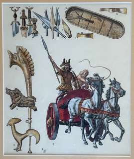 Funcken, Fred & Liliane | Funcken, Fred & Liliane - Originele tekening in kleur - Uniformes et armes - Antiquité - (jaren 70) | Catawiki