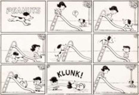 Charles Schulz Peanuts Sunday Comic Strip Snoopy and Lucy Original Art dated 9-27-53 (United Feature Syndicate, 19...