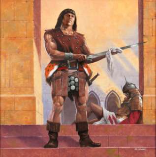 Les Edwards Conan the Defender Paperback Novel Cover Painting Original Art (Sphere, 1985)....