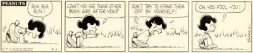 Charles Schulz Peanuts Daily Comic Strip Lucy Van Pelt Original Art dated 7-1-64 (United Feature Syndicate, 1964).... | Heritage