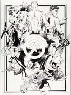  - Olivier Coipel and Danny Miki Avengers/Invaders #6 Variant Cover Original Art (Marvel, 2009)....