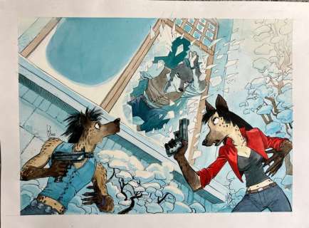 Reculé, Henri | Reculé, Henri - Dessin original couleur + crayonné - Jack Wolfgang - À travers la fenêtre - (2018) | Catawiki