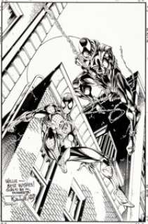 Tom Lyle and Robert Jones - Spider-Man and Scarlett Spider Preliminary Poster Illustration Original Art -