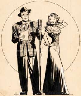 Lee Elias - Black Cat Illustration Original Art (c. 1946-51). Linda Turner and Rick Horne are looking - | Heritage