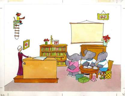 De Brunhof, Laurent | BABAR Illustration originale à l’encre de chine et | Cornette de St Cyr