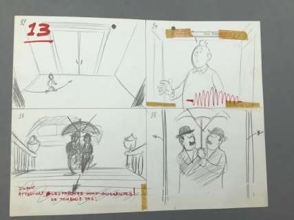 Studio Belvision | Tintin - Story Board - Dessin Animé « Le Temple du Soleil » - | Catawiki