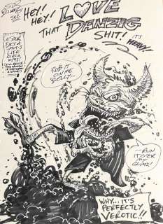 Steven R. Bissette - 22 X 30,5 Cm. | Steven (Swamp Thing) R. Bissette - ’Verotik Cartoon’ for Glenn Danzig - Exemplaire unique - (1995) | Catawiki