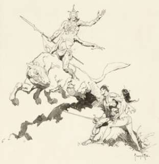 Frazetta, Frank - Frank Frazetta A Princess of Mars John Carter of Mars Interior Illustration Original Art (Doubleday, 1970)....
