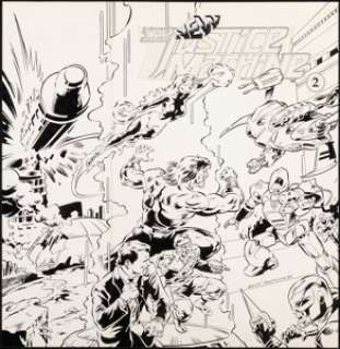 Banks, Darryl - Darryl Banks and Mike Gustovich The New Justice Machine #2 Wraparound Cover Original Art (Innovation, 1990)....