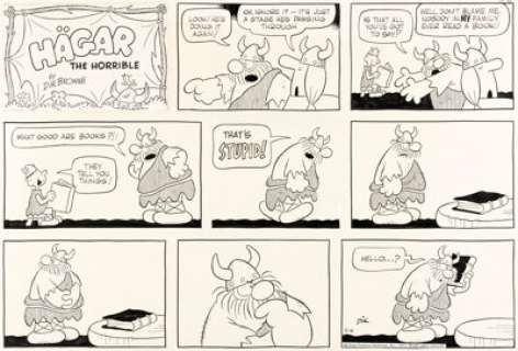 Dik Browne Hagar the Horrible Sunday Comic Strip Original Art dated 5-6-73 (King Features, 1973).