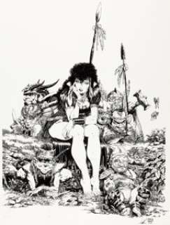 Arthur Adams "Waiting For The Prince" Illustration Original Art (1984).