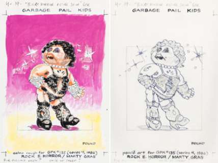 John Pound Garbage Pail Kids Series 4 Card #135 "Rock E. Horror" Preliminary Original Art Group of 2 (Topps, 1986). (Total: 2 Original Art)