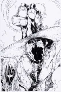 Brett Booth and Adelso Corona Gunslinger Spawn #12 Splash Page 1 Original Art (Image, 2022).
