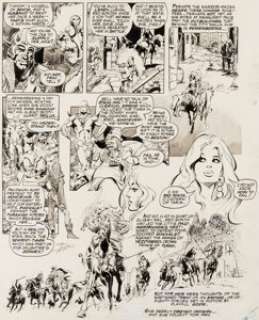 Esteban Maroto, Neal Adams, and Ernie Chan (as Ernie Chua) The Savage Sword of Conan #1 Red Sonja Story Page 2 Original Art (Marvel, 1974).