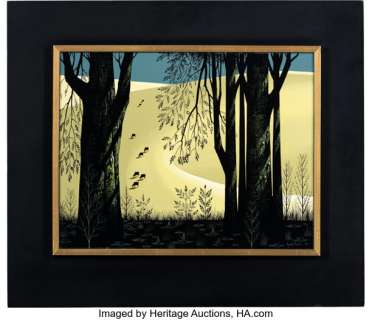 Eyvind Earle - "Mountains and Trees" Painting Original Art (1970). | Heritage