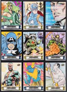 2022 Upper Deck Marvel Beginnings Volume 1 & 2024 Marvel Beginnings Vol. 2 Series 2 - Group of 9 Original 1/1 First Draft Sketch Cards | Heritage
