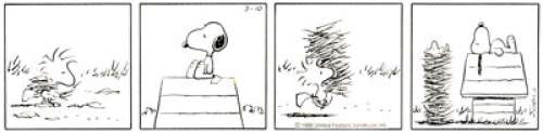 Charles Schulz Peanuts Snoopy and Woodstock Daily Comic Strip Original Art dated 3-10-86 (United Feature Syndicate, 1986). | Heritage