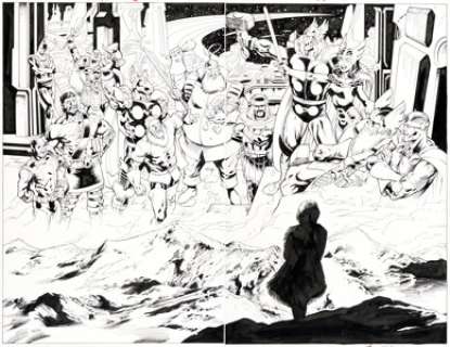 Scot Eaton and Drew Geraci Thor #75 (577) Double Splash Pages 2-3 Original Art (Marvel, 2004). (Total: 2 Original Art)