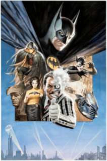 Joe Quinones and Paolo Rivera Batman ‘89 #6 Michael Keaton, Michelle Pfeiffer, and Billy Dee Williams Cover Original Art (DC, 2022).