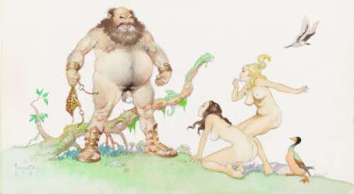 Frank Frazetta "Beauties and the Beast" Erotic Illustration Original Art (c. 1975-1985). | Heritage
