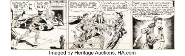 Wayne Boring Superman #2119 Daily Comic Strip Original Art dated 10-19-45 (DC/McClure, 1945). | Heritage