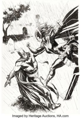Gary Frank Earth 2 #27 Huntress and Batman Cover Original Art (DC, 2014).