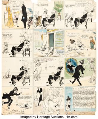 Richard F. Outcault Buster Brown Hand-Colored Sunday Comic Strip Original Art Personalized to Irving Berlin (c. 1910s).