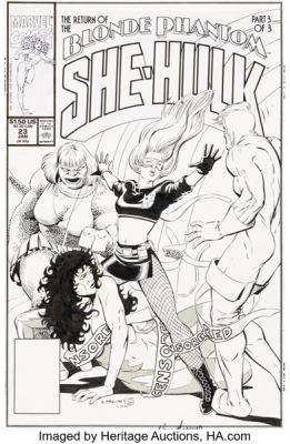 Kevin Maguire and Jim Sanders III The Sensational She-Hulk #23 Cover Original Art (Marvel, 1991).