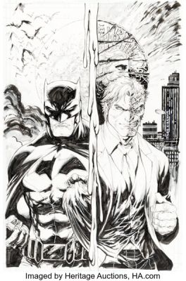 Tyler Kirkham All Star Batman #1 Two-Face Variant Cover Original Art (DC, 2016).