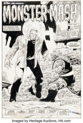 John Byrne and Al Gordon Fantastic Four #274 Frankenstein‘s Monster Splash Page 7 Original Art (Marvel, 1985).