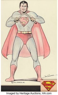 Joe Shuster, Neal Adams, and others - Superman Illustration Original Art Signed and Remarqued (c. 1980s).