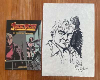 Oosterveer, Minck | Jack Pott - Originele tekening Jack Pott op grootformaat + stripboek gesigneerd - Éditions mixtes (voir description) - (2006/2008) | Catawiki