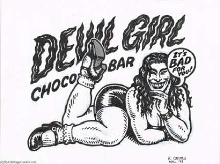 Robert Crumb - Devil Girl Choco Bar Box Illustration Original Art (Kitchen Sink, 1993). Robert Crumb’s fiendish - | Heritage
