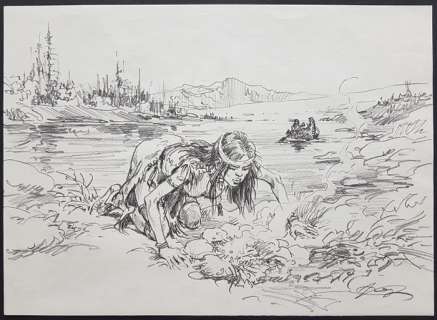 Kas | Kas - Originele schetstekening - Les Voyageurs | Catawiki