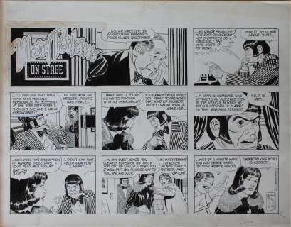 Leonard Starr | Striscia originale domenicale Sunday comic strip Mary Perkins on stage. Cm. 57 x 44. The Chicago Tribune 1977. Signed. Including a color guide. | Art e Fumetto