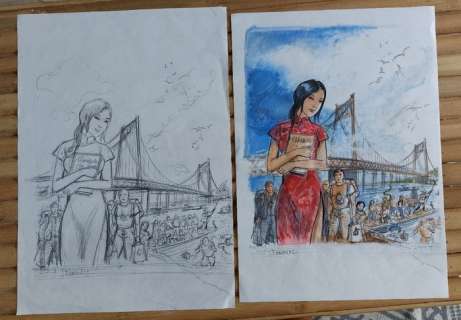 Charles, Jean-François - 2 Original preliminary drawing - China Li - 2022 | Catawiki