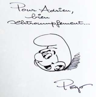 Peyo | Illustration au feutre fin dans l’album le bébé Schtroumpf eo 1984 | Septimus