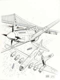 Arroyo - Buck Danny, illustration Ã  l‘encre de Chine, au…