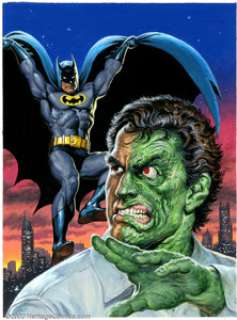 Earl Norem - Original Painting of Batman and Two-Face (undated).  A premier cover painter of the ‘70s and ‘80s, -
