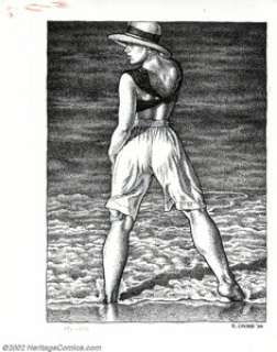 Robert Crumb - Original Illustration for Art and Beauty Magazine (Kitchen Sink, 1996). A girl at the beach is - | Heritage