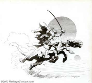 Frank Frazetta - Original Art for Thuvia, Maid of Mars (Doubleday, 1973). Originally published as the frontispiece - | Heritage