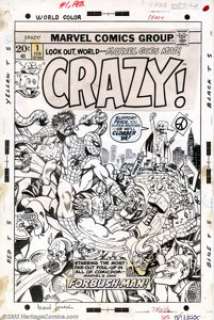 Marie Severin - Original Cover Art for Crazy #1 (Marvel, 1972). Silver and early Bronze Age original Marvel covers - | Heritage