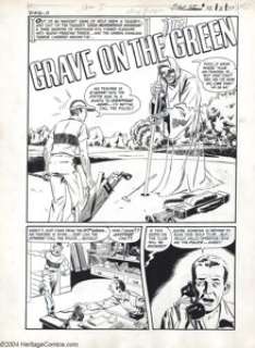 Vic Donahue - Black Cat Mystery #33, Complete 7-page story "Grave on the Green" Original Art (Harvey, -