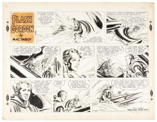 Lot 533 - Original MAC RABOY Art * FLASH GORDON Strip, October 30, 1955 | PBA Galleries