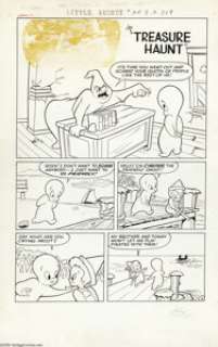 Bill Hudson - Little Audrey #34 Complete 5-page Story, "Treasure Haunt" Original Art (Harvey, 1954). -